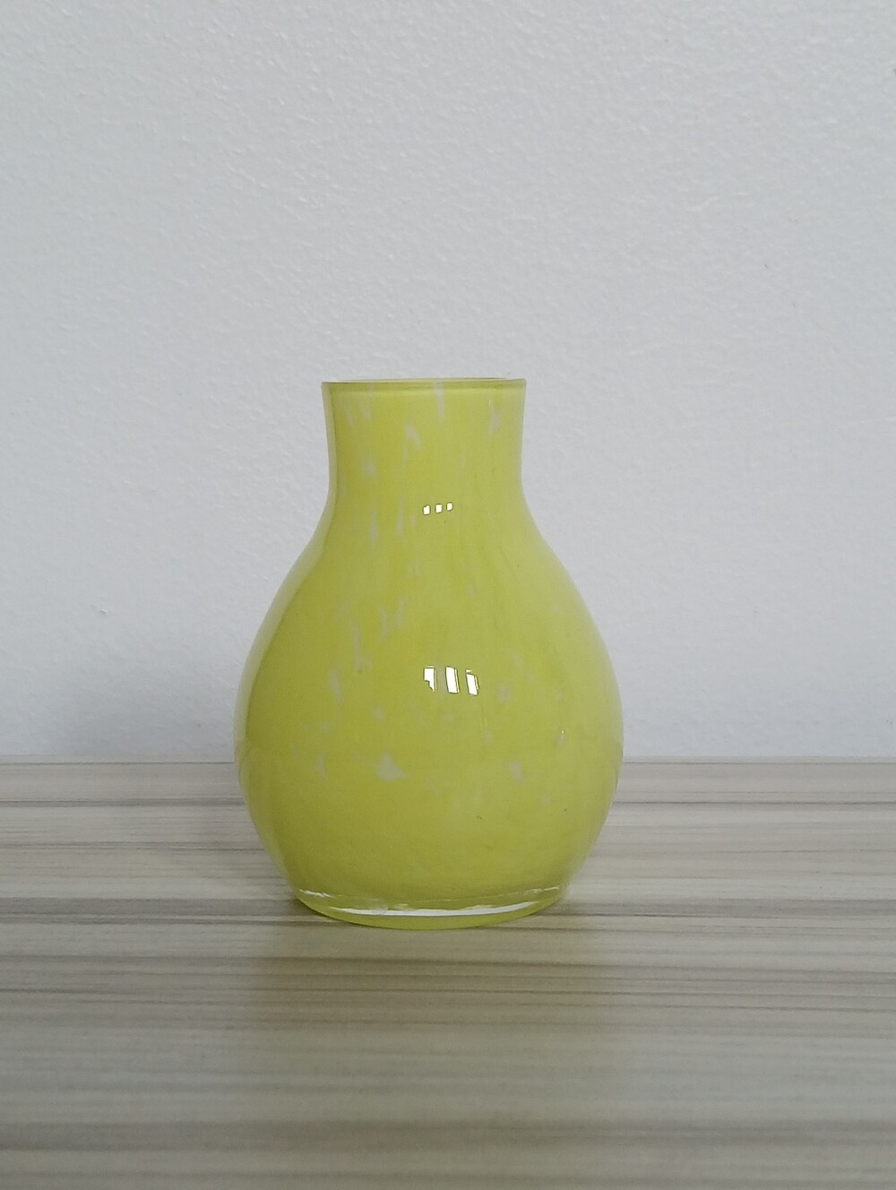 Vintage Royal Gallery Neon Yellow & White Art Glass Bud Vase 3.6" Czech